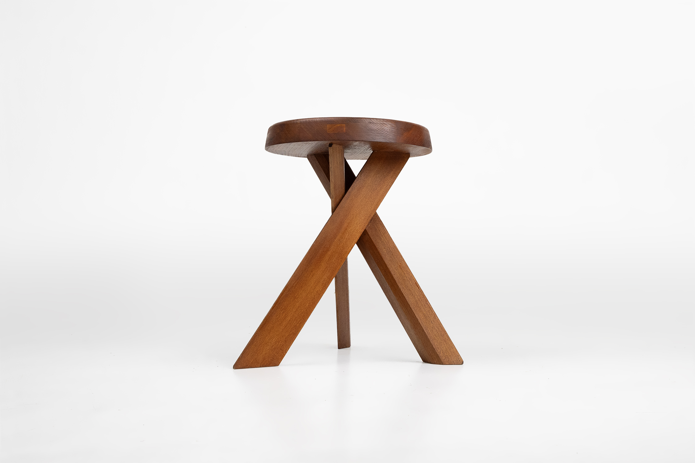 Iconic Pierre Chapo model S31 stool in elm wood, France 1974thumbnail